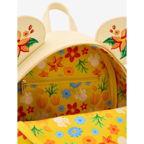 Disney Loungefly Minnie Mouse Bow Floral Embroidered Mini Backpack & Wallet Set!